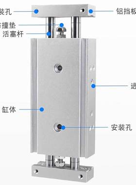 双杆双出滑动气缸STMB/CXSWM/CXSW6/10/20/25/32-10-20-50-100