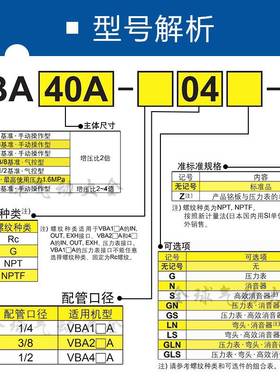 气体增压阀 VBA10A-02GN VBA20A-03气罐VBAT05A1/10A1/20A1