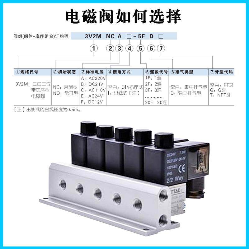 原装亚德客电磁阀组3V2MNCB-2F/3/4F/5/6F/7/8F/9F/10F/11F/12F