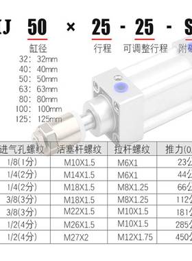 亚德客JSIJ可调行程气缸JSIJ32/40/50/63/80/100/125X100X500-50S