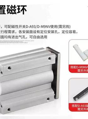 SMC 三轴气缸 MGQL16/12/25/20/40/32/50/63-10-20-25-30-40-50-1