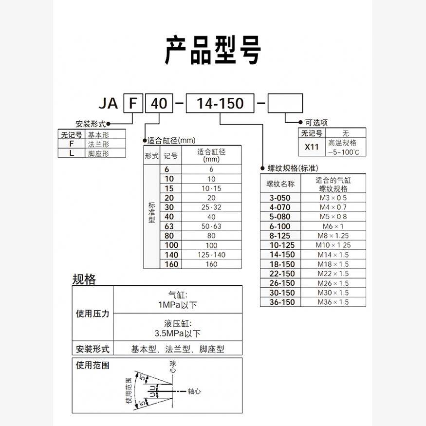 浮动接头JA15-5-080/6-100/6-3-050/10-4-070/JB16/20/25JS16万向