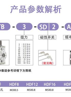 气力可90度旋转摆台气缸180度RTB3/7/10/0/30/50/75/100/00-SD