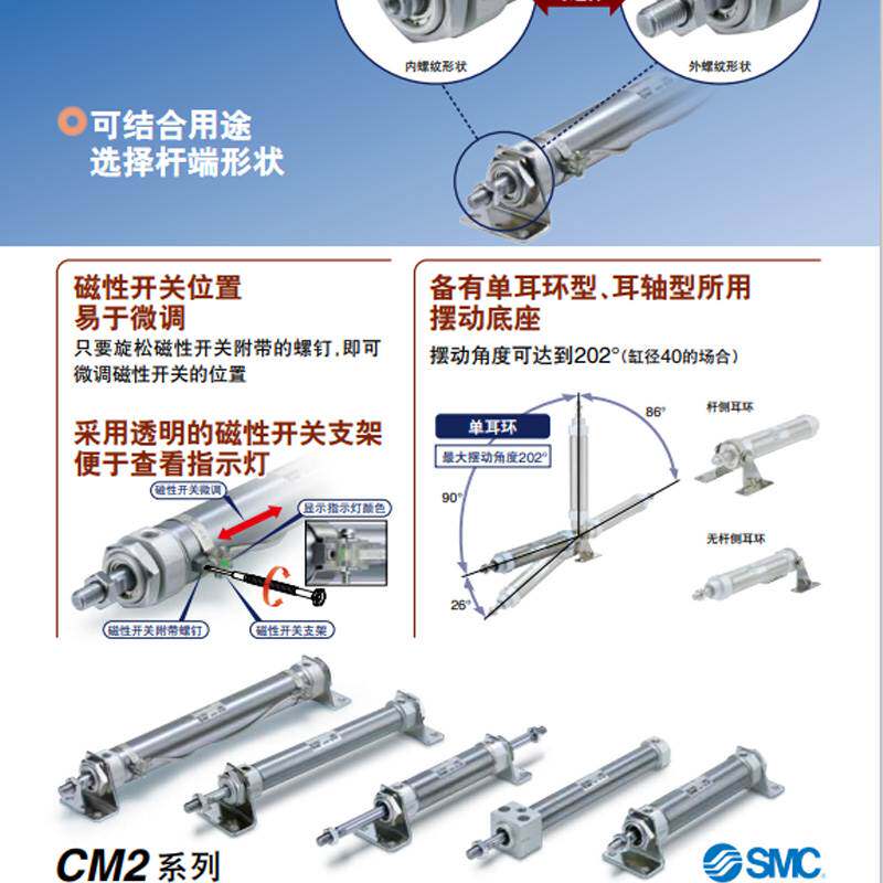全新SMC迷你气缸CM2B/CDM2B20/25/32/40-25/50/125/150/175/300Z