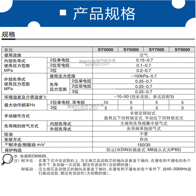 SMC电磁阀SY5140-5LOZ/-5MOE SY5240-5MOD 5340-5MOZD 5440-5LOZD