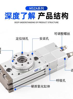 MSZ高精度三位置可调旋转摆动气缸MSZA/MSZB10-20-30-50A摆台气缸