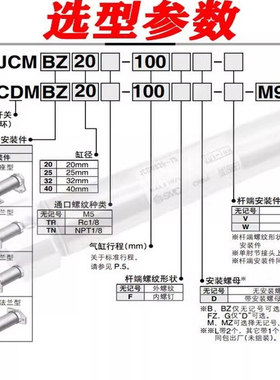SMC不锈钢迷你气缸JCDMBZ/JCMB/JCDMM/JCMMZ20/25/32/40-25-50F-D