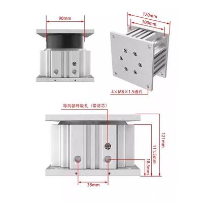 SMC方形升降导向台式气缸MGF40/63/100-15-20-25-30-50-70-75-100