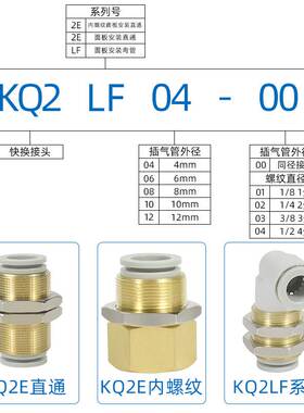 SMC气动隔板接头KQ2E04/06/08/10/12-00A/01A穿板快插内螺纹KQ2LE