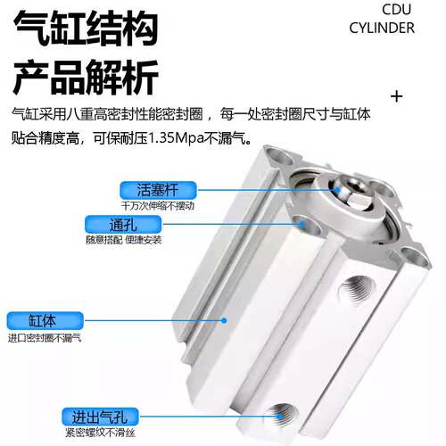 亚德克型薄型气缸ACQ/ASQ/ATQ/ACQD/ACQJ/TACQ小型气动大推力