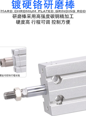 亚德客可调行程气缸MDJ6/16/32X10X15X20X25X30X40X50-10-20S带磁