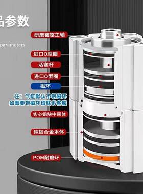 亚德客多位置倍力气缸SDAT20X25X32X40X50X63X80X100X10X20X30X0S