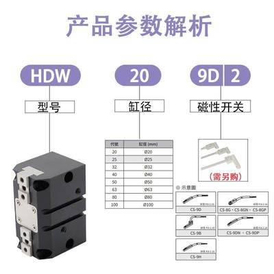 CHELIC气力可强力机械夹平行手指32气缸HDW20 25 40 50 63 80 100