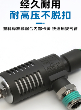 SMC带可调消声器ASV气缸快速排气阀快插接头ASV310F/ASV410F/510F