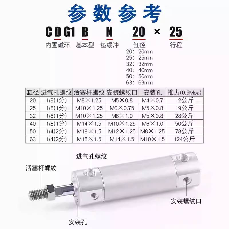 SMC型CDG1BA32迷你气缸CDG1BN20-25-40-50-63-80-100-75-125-200Z