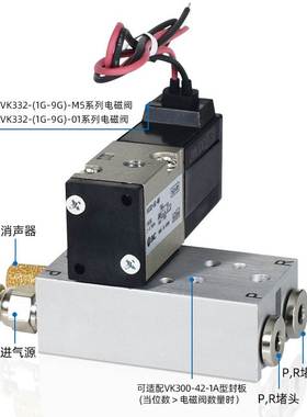 SMC汇流板VK332V电磁阀底座VV3K3-20-02-03-04-05集装板连接阀座