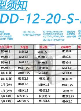 气立可JD薄型治具JDD双出JDI气缸JDO单动JDAD可调JDAR带磁S内外牙