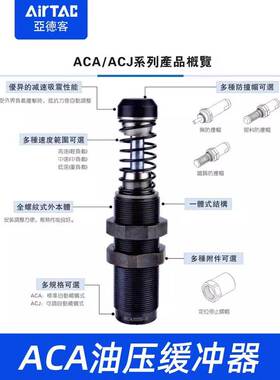 亚德客油压缓冲器阻尼器ACA0806/ACJ1007/1210/1412/2020-1-2-3
