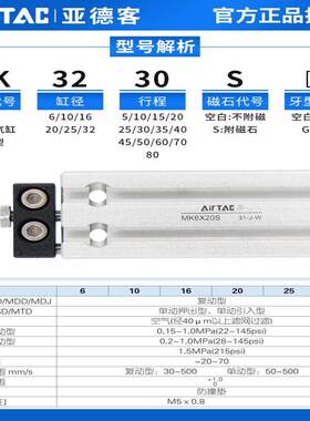 亚德客小型气缸气动大全MK10/16/20/25/32X5*10X15X20X25X30S