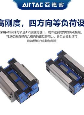 亚德客LSH系列导轨组合LSH15BK-H-N F1N F2N四方形加长型法兰型