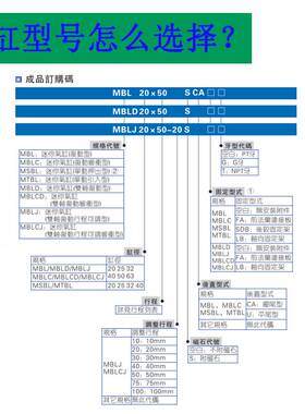 亚德客迷你气缸MAL20/32/40/50/63X25X50X75X100X125X150SCAU-CM
