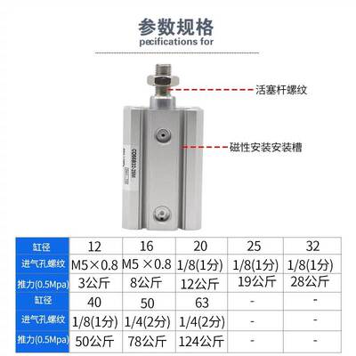 SMC型C55B薄型气缸CD55B20-25-32-40-50-63-10-30-35-45-100D M