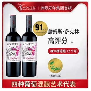 蒙特斯MONTES智利原瓶进口天使双宝珍藏赤霞珠红酒赠送西梅干椰枣