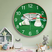 羽毛球场馆简约装 饰钟篮球馆静音挂钟家用客厅乒乓球大气创意挂钟