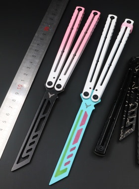小刀yy夜光海妖夜光塞条蝴蝶刀甩刀安全未开刃解压初学花式练习刀