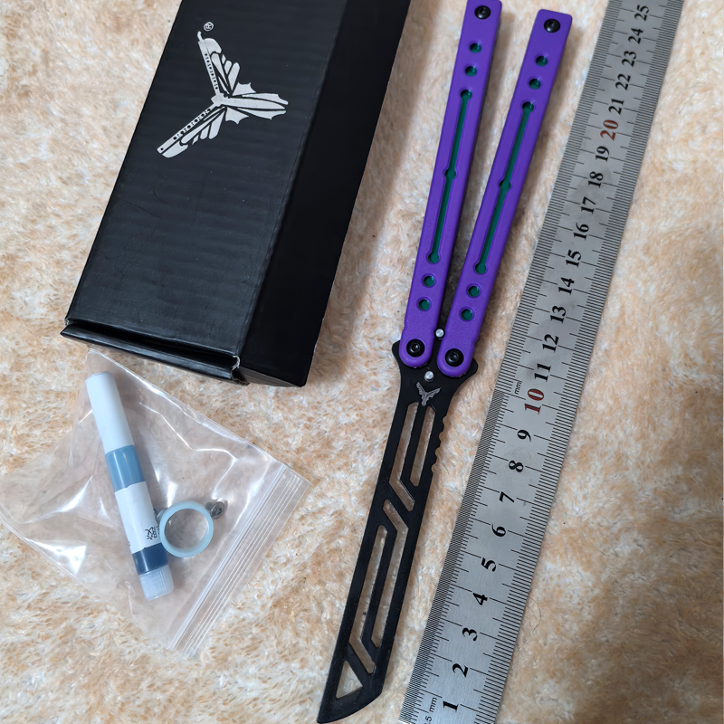 新款小刀yy钢鹦鹉螺夜光配重蝴蝶刀入门初学练习刀甩刀未开刃