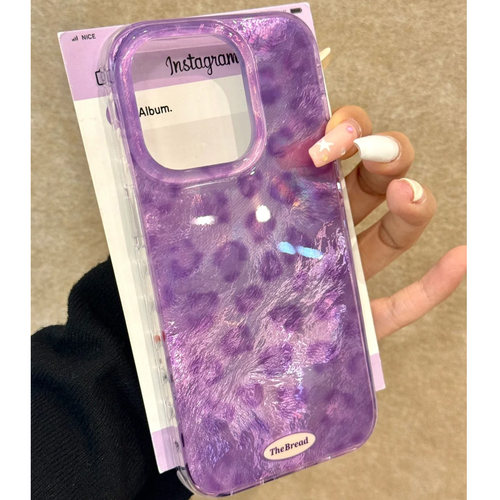 Y2k紫色豹纹冰裂纹适用苹果15手机壳16Pro卡通vivox100折纸红米note13防摔小米14华为pura70荣耀200辣妹OPPO