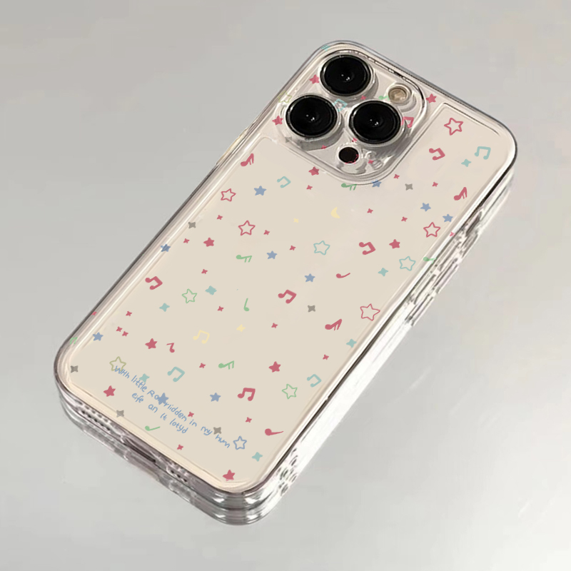 音乐符号星星适用苹果13手机壳16Pro卡通vivox200透明红米note14防摔小米15一加套华为pura70荣耀x60硅胶OPPO