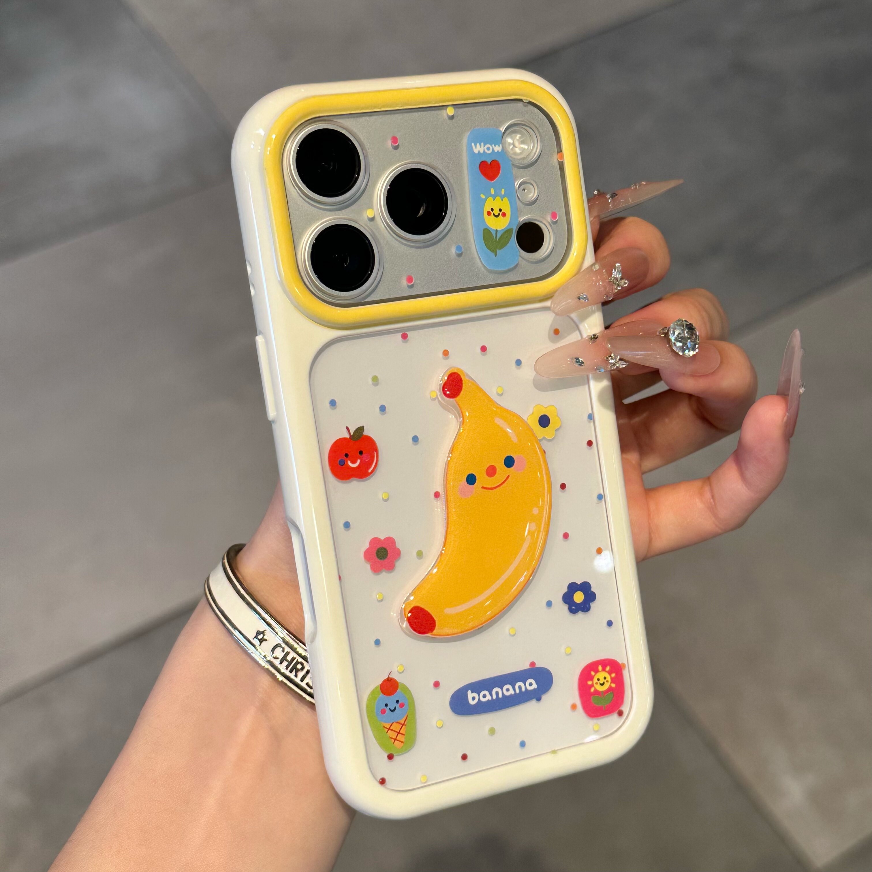 彩色波点香蕉适用苹果17promax立体贴件手机壳iphone16pro新款星空壳vivoS50华为mate80防摔小米17pro手机套