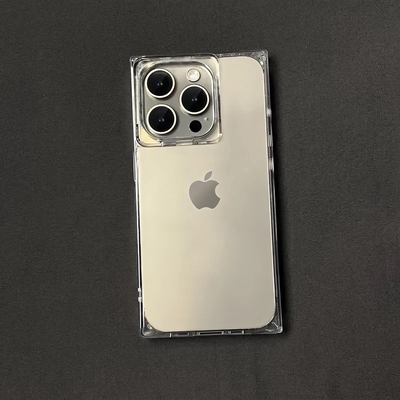 正方形直角高级感iPhone15promax长方形透明黑灰色苹果14pro手机壳iPhone14PROMAX软壳14/15plus全包防摔个性