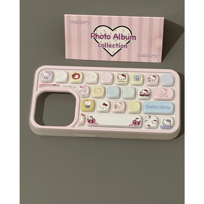 抖音同款ins立体键盘手机壳适用iphone15promax手机壳苹果16粉Kitty猫14pro可爱13新款15全包16pro防摔网红套