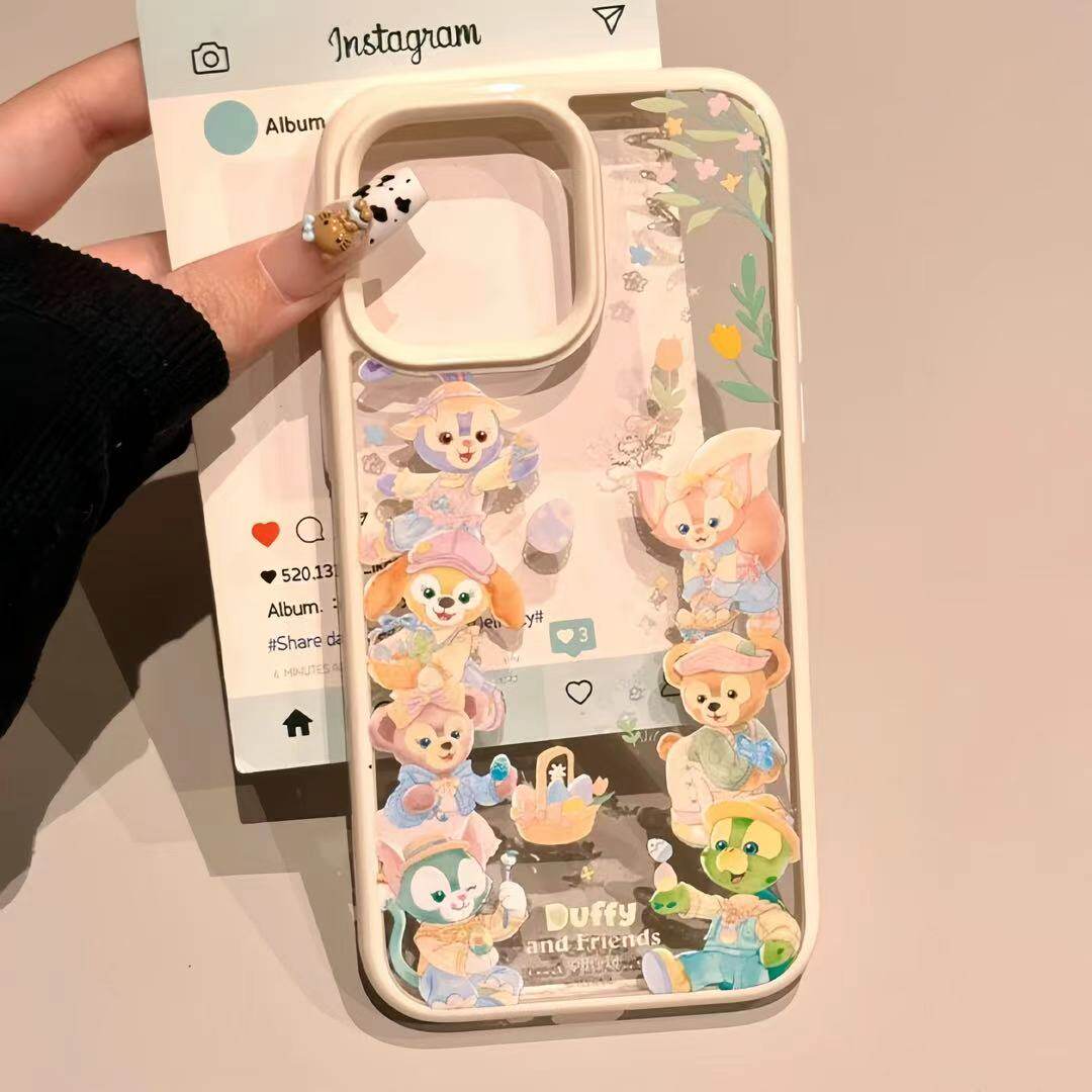 迪士插画花花适用苹果16/17promax手机壳iphone15promax可爱13/14软12新款16e彩色软边亚克力防摔plus超火套