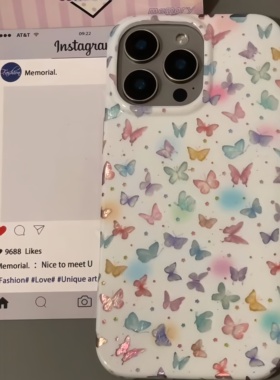 梦幻彩镭射蝴蝶适用苹果17promax手机壳16pro华为mate60新款IMD漩涡壳pura70/OPPOReno12vivos19x100小米15软