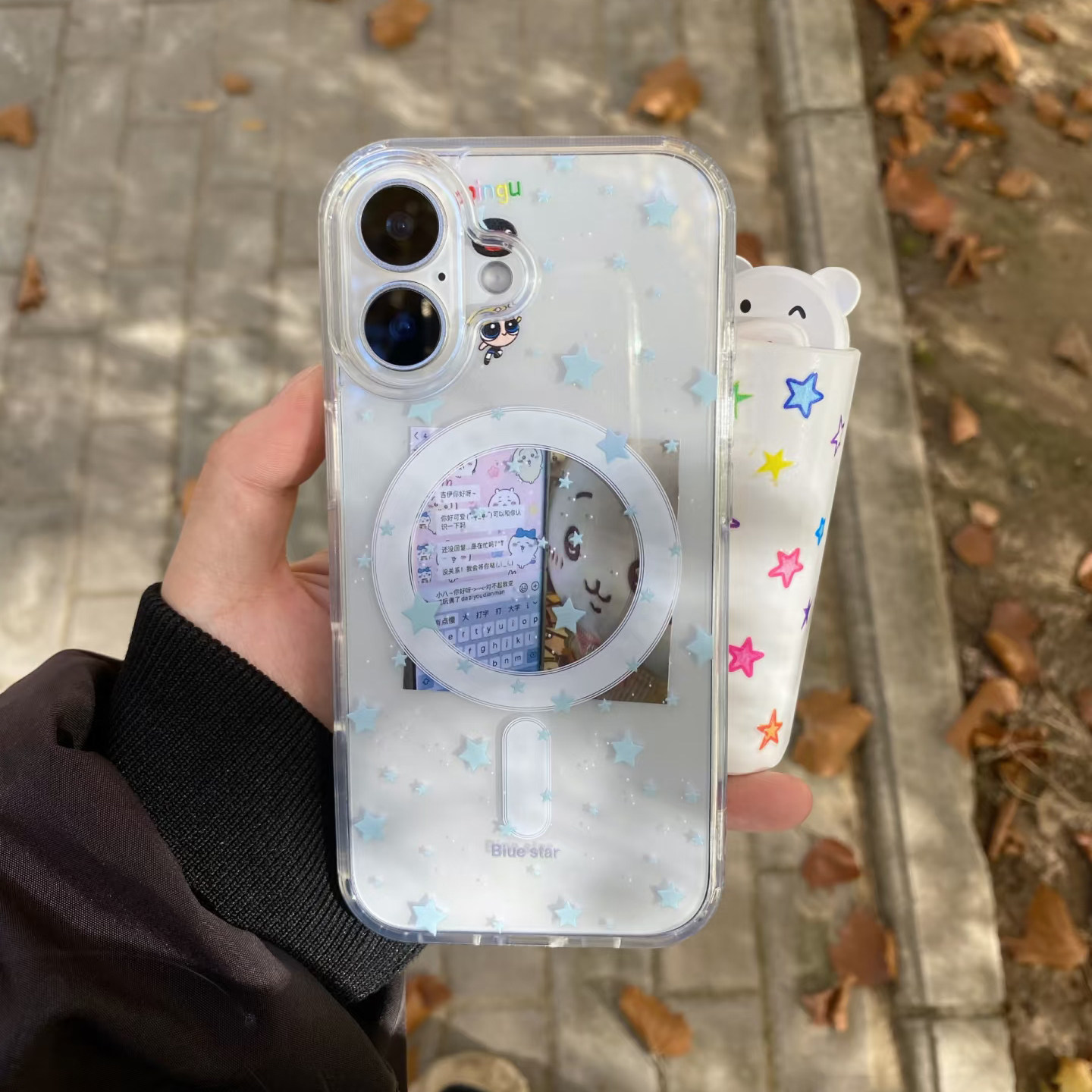 蓝色小星星元素适用于苹果17Promax磁吸手机壳iphone16Pro男女款14透明13保护套12mini硅胶7/8plus防摔17air