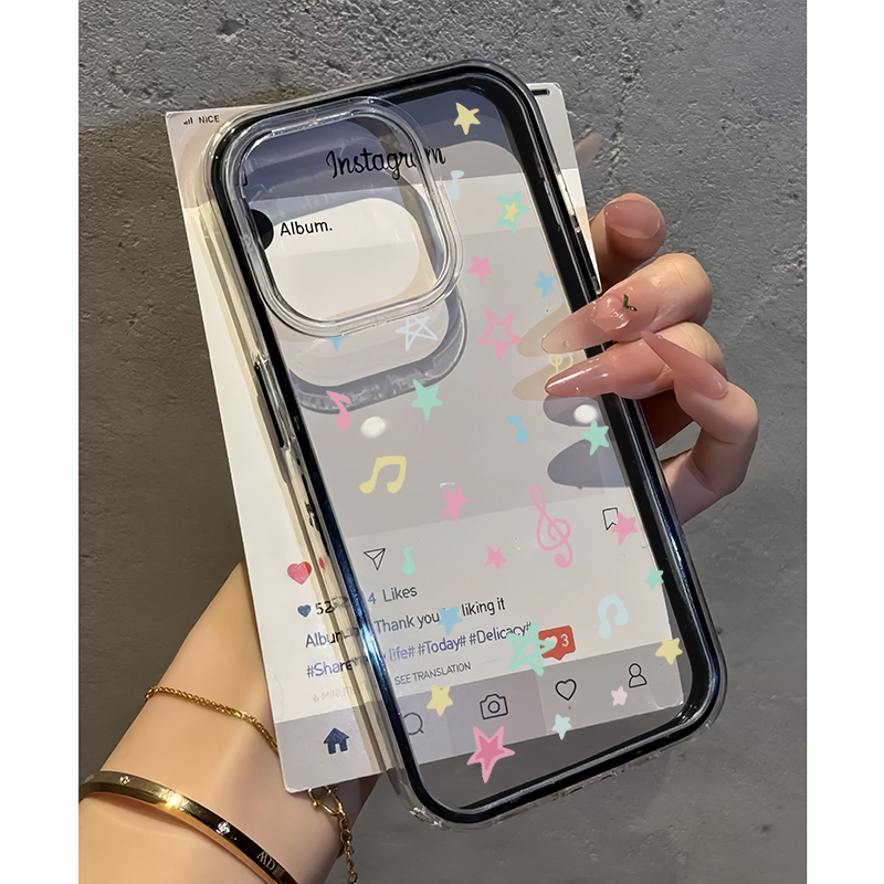 韩系ins简约个性彩色星星适用苹果16promax手机壳iPhone15女新款14高级感16小众13时尚15Pro防摔14pro保护套
