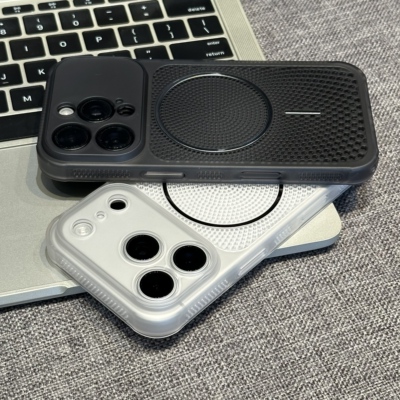 PC大视窗网孔散热适用苹果17promax手机壳iPhone16pro细圈磁吸16promax网红超火15pro轻薄肤感14/13潮保护套