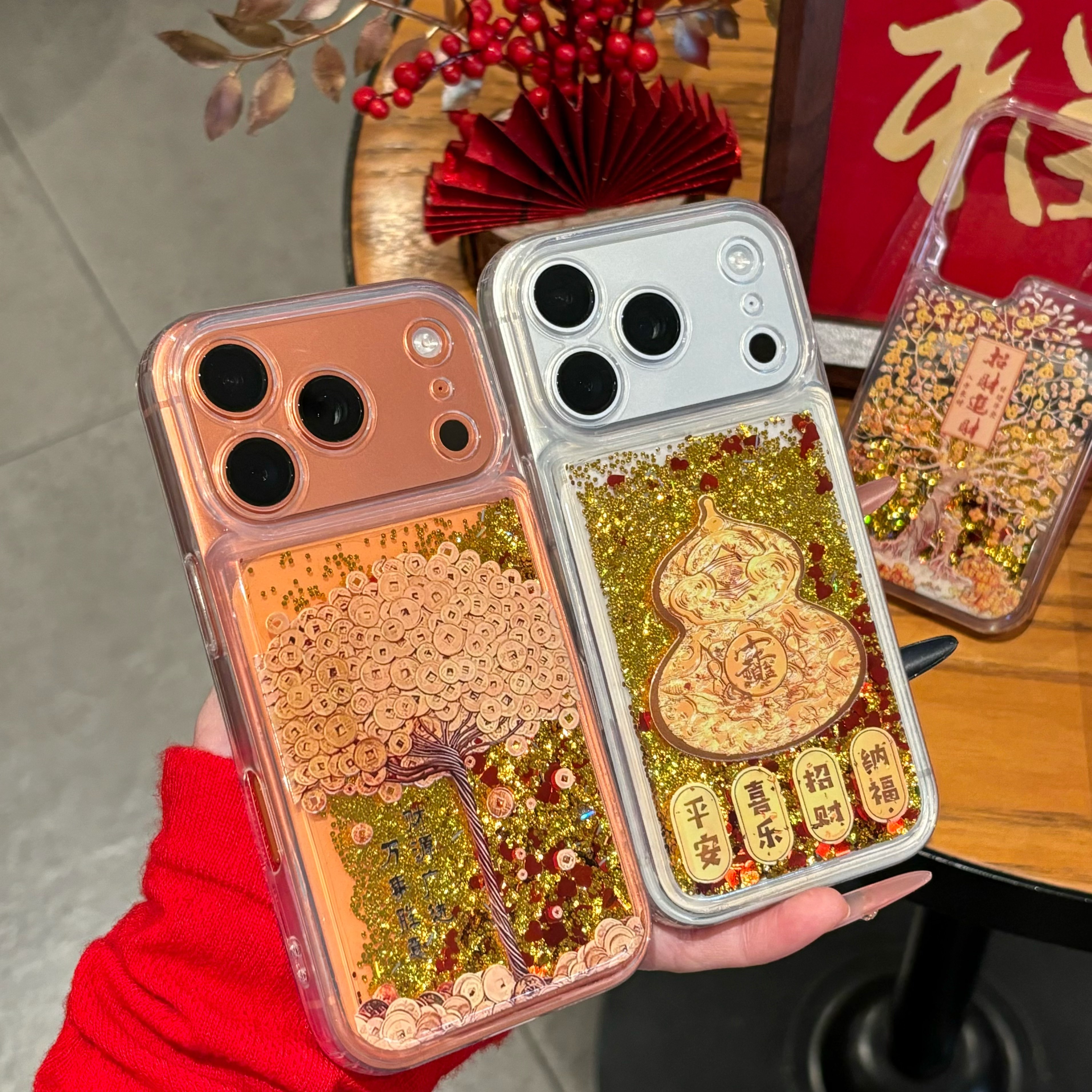 金色流沙适用苹果16手机壳iphone17promax新年华为mate80硅胶x200流沙壳小米17pro男女款荣耀400蛇年findx8软