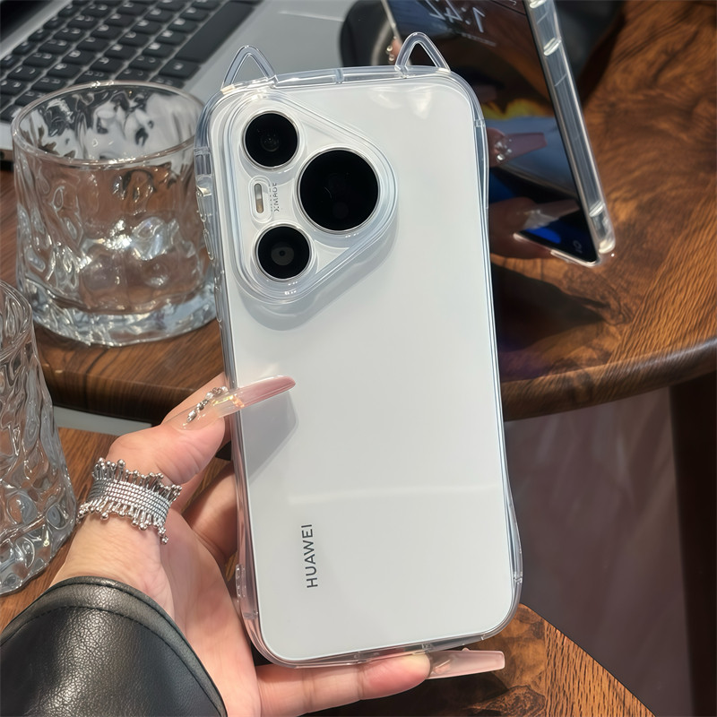 适用iPhone17/16promax小蛮腰猫耳朵手机壳苹果17/16pro新款小米15/14ins风华为pura80/70小众findX8全包壳软