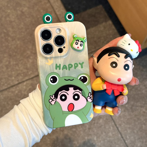 渐变青蛙小新适用苹果15promax手机壳16pro华为mate60新款pura70菲林壳OPPOReno12/vivos19x100超火小米14套