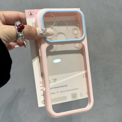 星空壳白色落日橙框大视窗适用于苹果17promax手机壳iphone16pro新款华为Mate80个性vivoS50保护套小米17pro