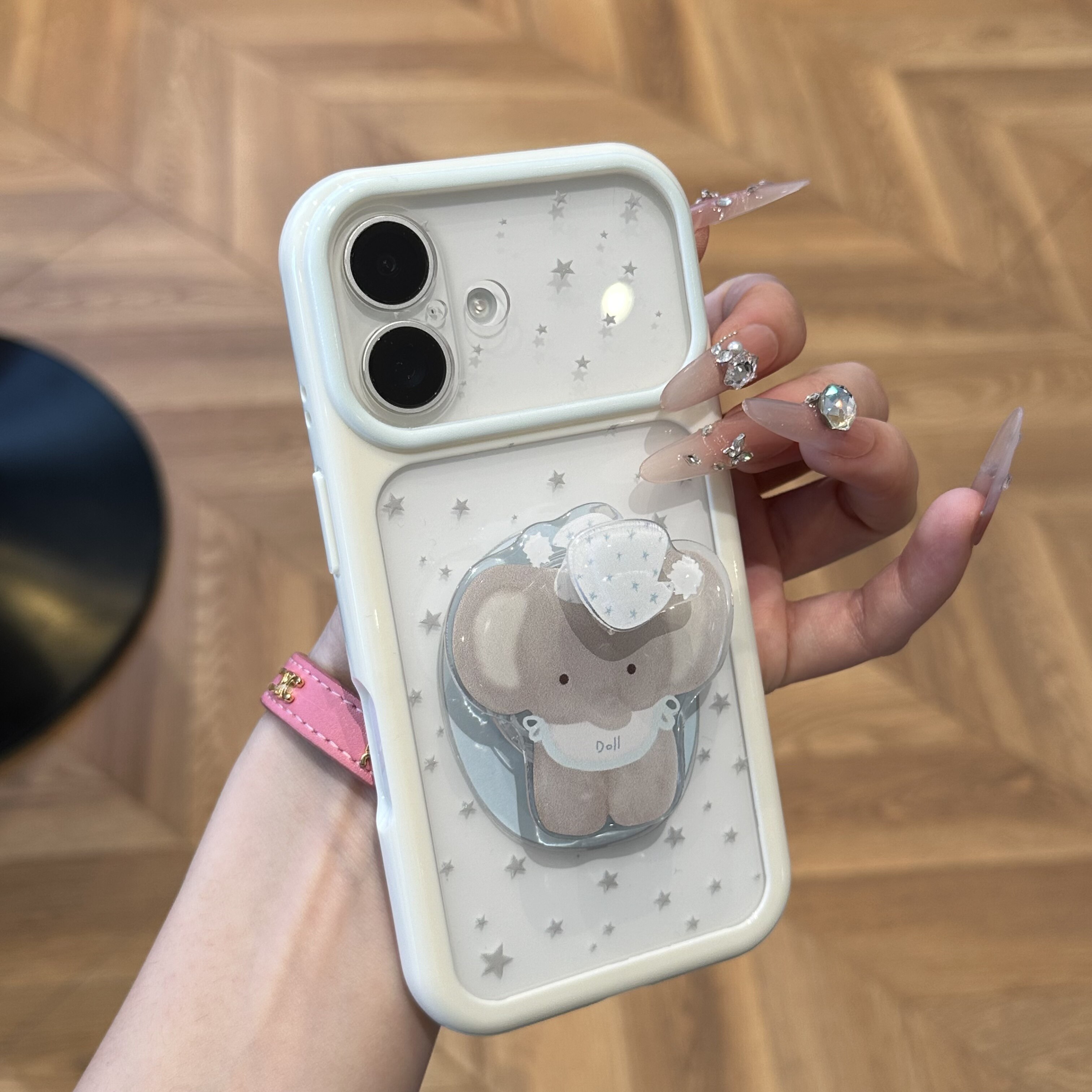 趣味灰色大象适用苹果17promax气垫支架手机壳iphone16pro透明vivoS50新款星空壳华为mate80防摔小米17pro软