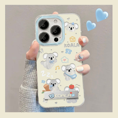 可爱考拉卡通支架适用苹果15Promax手机壳iPhone14新款16Pro软13套12硅胶防摔11羽纱壳华为荣耀vivo小米OPPO