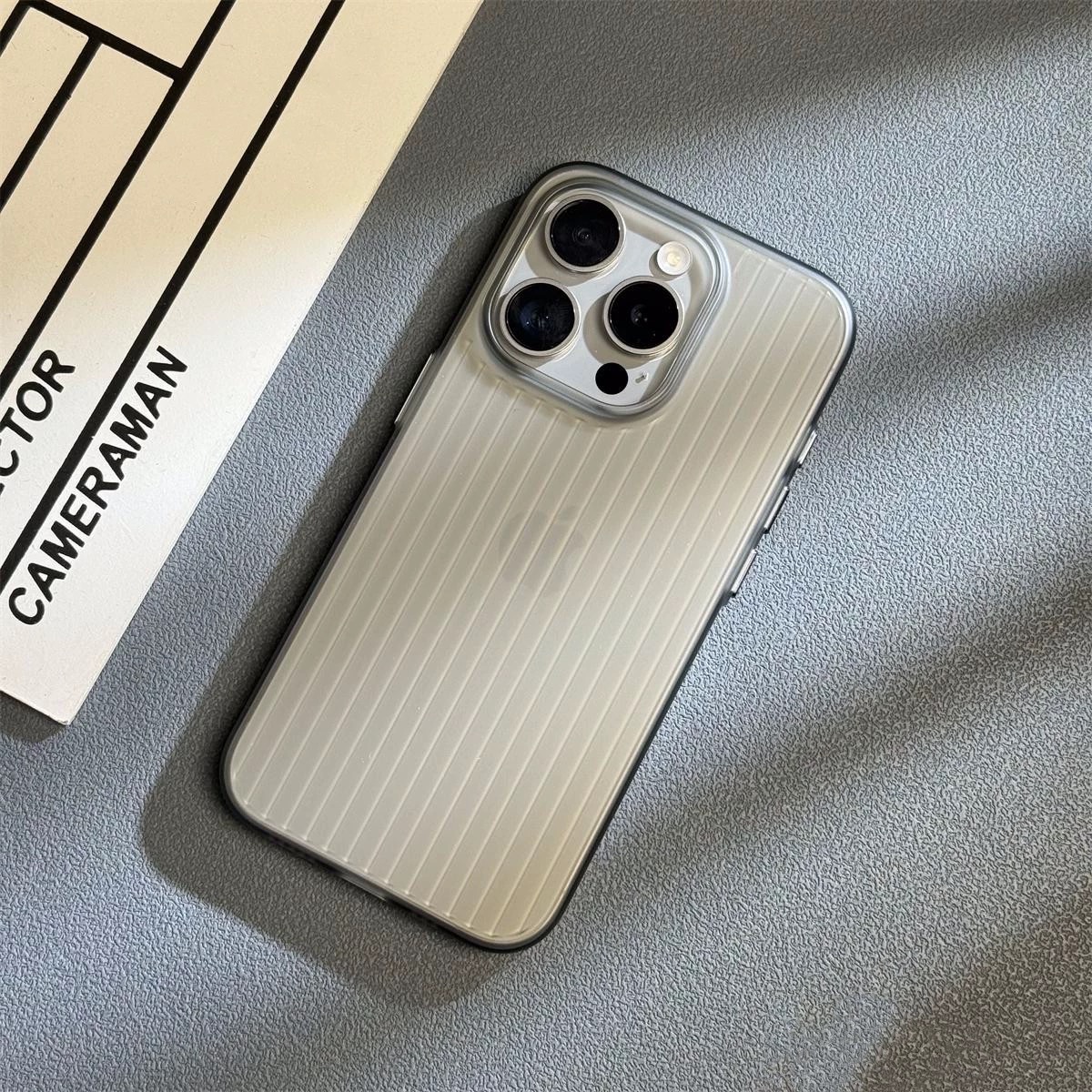 瓦楞波纹透色适用苹果15promax手机壳高级iPhone14pro磨砂超薄软壳13pm光栅ip男女冰雾保护套plus外壳防摔15P