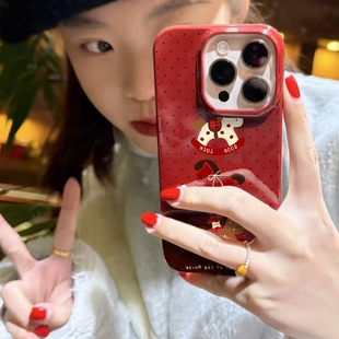 新年小木马适用苹果16/17promax手机壳iphone16pro可爱卡通13/14软12新款11果冻酒红肤感防摔plus情侣x/xr软