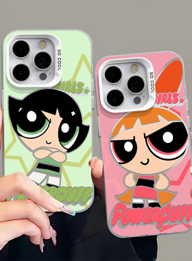 蓝色飞天女警泡泡适用苹果15promax手机壳16pro华为mate60新款pura70元气壳OPPOReno12/vivos19x100女小米14