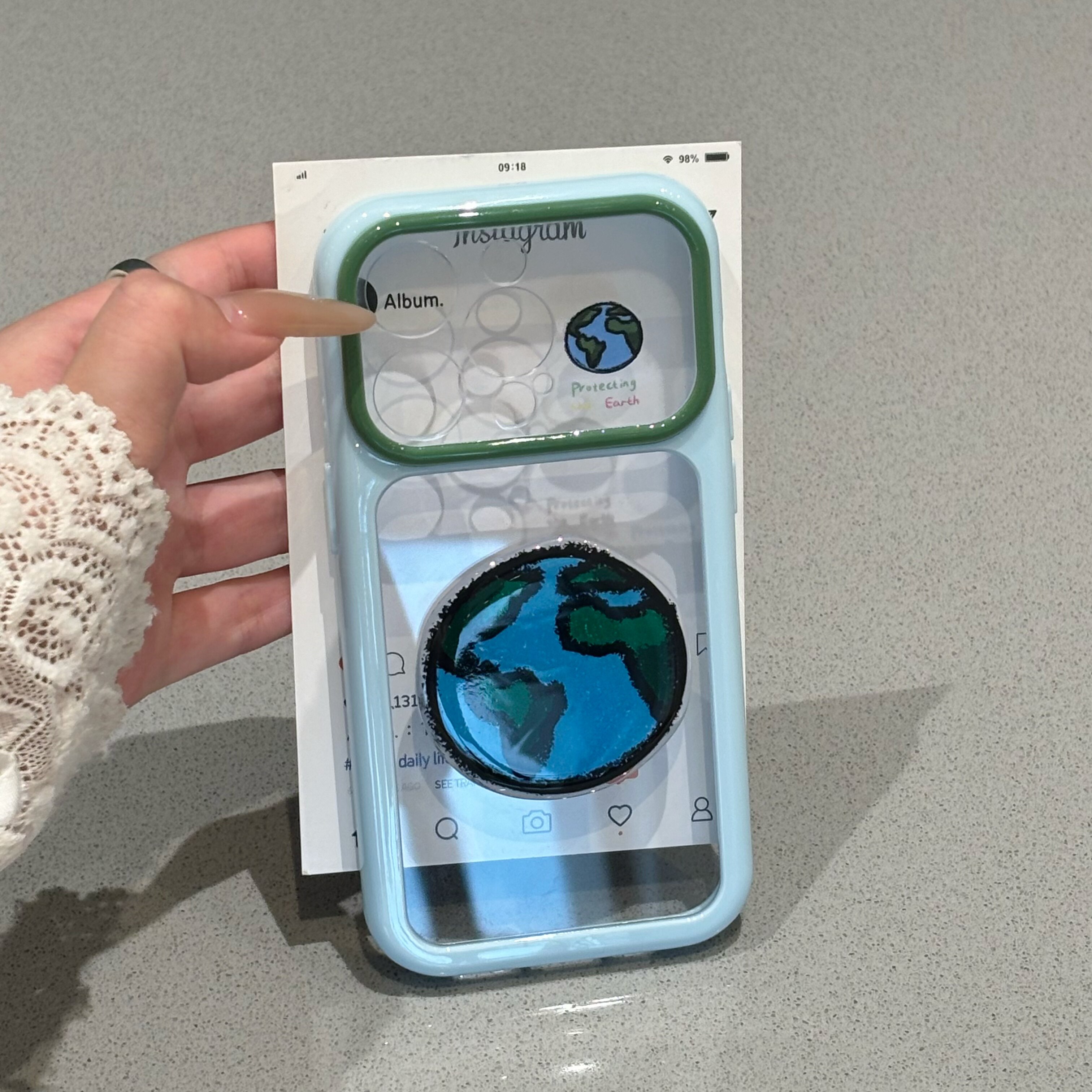 涂鸦小小地球适用苹果17promax立体贴件手机壳iphone16新款星空壳vivoS50情侣华为mate80防摔小米17pro手机套